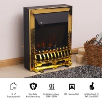HOMCOM Șemineu Electric Încorporabil sau de Podea 2000W din Plastic și Metal, Auriu, 48x19x59cm(m-5)