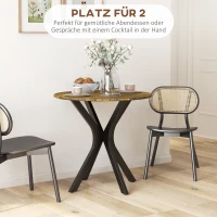 HOMCOM Stół Kuchenny dla 2 Osób, Okrągły, Stelaż z Malowanej Proszkowo Stali, Ø78 cm, Rustykalny Brąz(m-4)