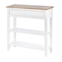 HOMCOM masa hol, cu sertar, lemn pin, 75.6x27.5x80.5cm, alb(m-11)