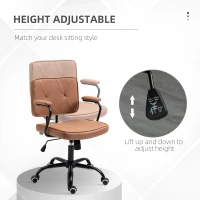 Vinsetto krzesło biurowe z kółkami obrotowe krzesło biurko krzesło funkcja rocker brązowy(m-4)