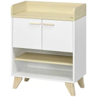 HOMCOM Mobilier multifunctional cu dulap cu 2 usi si compartimente deschise, din lemn, alb(m-12)
