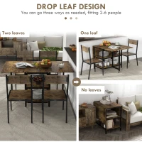 HOMCOM Stoły do jadalni Stół składany Z kółkami i regulowanymi nóżkami Stylu Przemysłowym 140 cm x 80 cm x 75 cm Brąz + Czarny(m-4)