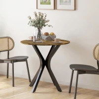 HOMCOM Stół Kuchenny dla 2 Osób, Okrągły, Stelaż z Malowanej Proszkowo Stali, Ø78 cm, Rustykalny Brąz(m-7)