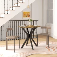 HOMCOM Stół Kuchenny dla 2 Osób, Okrągły, Stelaż z Malowanej Proszkowo Stali, Ø78 cm, Rustykalny Brąz(m-2)