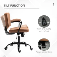 Vinsetto krzesło biurowe z kółkami obrotowe krzesło biurko krzesło funkcja rocker brązowy(m-5)