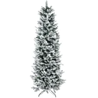 HOMCOM Pom de Craciun Artificial 225cm cu 988 Ramuri Inzapezite, Baza de Otel, Verde(m-10)
