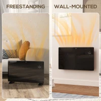 HOMCOM Electric Heater Wifi Smart App, 1500W Glass Panel Heater Radiator, Freestanding or Wall Mounted Convector Space Heater with LED Display, 24Hr 7 Day Timer, Adjustable Thermostat, Remote Control(m-7)