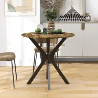 HOMCOM Stół Kuchenny dla 2 Osób, Okrągły, Stelaż z Malowanej Proszkowo Stali, Ø78 cm, Rustykalny Brąz(m-6)