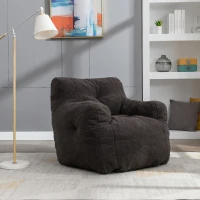 Teddy Fabric Recliner Sofa with Soft Tufted Foam, No Assembly Required, Kids Chair for Bedroom, Study, Living Room, 100L x 94W x 70H cm, Dark Gray(m-4)