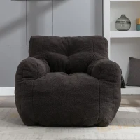 Teddy Fabric Recliner Sofa with Soft Tufted Foam, No Assembly Required, Kids Chair for Bedroom, Study, Living Room, 100L x 94W x 70H cm, Dark Gray(m-1)