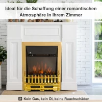 HOMCOM Șemineu Electric Încorporabil sau de Podea 2000W din Plastic și Metal, Auriu, 48x19x59cm(m-6)