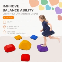 AIYAPLAY Balance Stepping Stones for Kids, 6PCs Non-Slip Stackable River Stones, Obstacle Courses for Balance & Motor Skills(m-4)