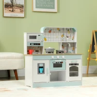 AIYAPLAY Toy Kitchen, Pretend Role Play Kitchen with Hob, Sound and Light, Coffee Machine, Ice Maker, Microwave(m-10)