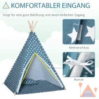 HOMCOM Tipi Zelt Spielzelt Kinderzelt mit Kissenmatratze Kinderzimmer Teepee Outdoor Indoor faltbare Kinder Spielzelte Spielhaus Blau 120 x 120 x 155 cm(m-5)
