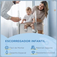 AIYAPLAY Escorregador para Crianças de 18-36 Meses com 3 Degraus Antiderrapantes 157x46,5x80 cm Cinza(m-6)