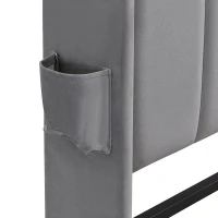 Upholstered Bed with LED Light Strip, 4 USB Ports, Lower Flap Door Storage, 204L x 96W x 107H cm, Grey(m-9)