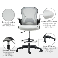 Vinsetto Cadeira de Escritório com Suporte Lombar Apoio para os Braços Dobrável e Altura Ajustável 59x65x102-122 cm Cinza(m-9)
