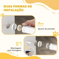 PawHut Barreira de Segurança para Cães Extensível 76-102 cm Barreira para Animais de Estimação com 2 Extensões e Porta Pequena Branco(m-6)