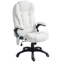 Vinsetto Cadeira de Massagem com 6 Pontos Reclinável até 130° com Função de Aquecimento Tecido em Borrego 67x74x107-116 cm Branco(m-11)
