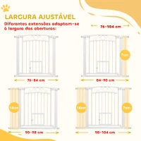 PawHut Barreira de Segurança para Cães Extensível 76-102 cm Barreira para Animais de Estimação com 2 Extensões e Porta Pequena Branco(m-5)