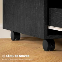 HOMCOM Bloco de Gavetas para Escritório Móvel de Escritório Bloco de Gavetas com 3 Gavetas e 4 Rodas 40x50x57,5 cm Preto(m-6)