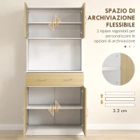 HOMCOM Credenza Cucina con Armadietti a 2 Ante e Cassetto, 80x40x180cm, Colore Legno(m-5)