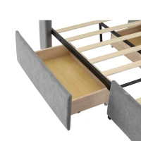 3FT Single Upholstered Storage Bed with 4 Drawers, Soft Backrest, Metal Frame, 204L x 101W x 106H cm, Gray(m-9)