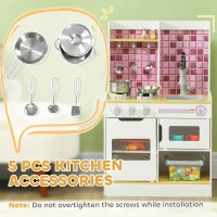 AIYAPLAY Kids Play Kitchen, Pretend Play Kitchen with Realistic Oven, Stove, Sink, Kitchen Accessories, White(m-6)