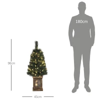 HOMCOM Kerstboom, levensecht uiterlijk, ingebouwde LED's, dimbaar, 8 modi, 45 x 90 cm, Groen(m-3)