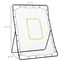 HOMCOM Rede de Beisebol Rede para Prática de Beisebol e Softbol com Estrutura Metálica e Ganchos 123x90x174 cm Preto(m-3)