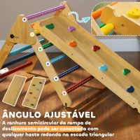 AIYAPLAY Triângulo de Escalada de Madeira 2 em 1 Escalada para Crianças de 18-48 Meses com Rampa para Deslizar ou Escalar 147x64,5x63 cm Multicor(m-6)