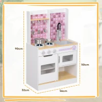 AIYAPLAY Kids Play Kitchen, Pretend Play Kitchen with Realistic Oven, Stove, Sink, Kitchen Accessories, White(m-3)