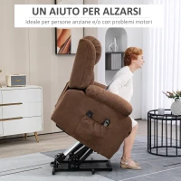 HOMCOM Poltrona Elettrica Alzapersona Massaggiante Reclinabile con Telecomando, in Tessuto, 91x93x103cm, Marrone(m-4)