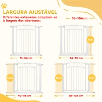 PawHut Barreira de Segurança para Cães Extensível 76-102 cm Barreira para Animais de Estimação com 2 Extensões Branco(m-5)