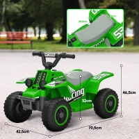 AIYAPLAY Elektrisch Quad Bike voor Kinderen, op batterijen, voor- en achteruitrijfunctie, LED-lampjes, 18-36 Maanden, Groen(m-3)