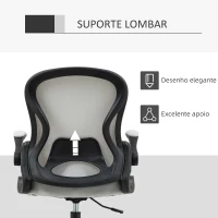 Vinsetto Cadeira de Escritório com Suporte Lombar Apoio para os Braços Dobrável e Altura Ajustável 59x65x102-122 cm Cinza(m-6)