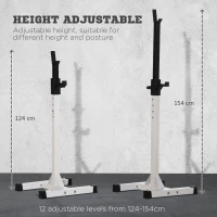 HOMCOM Heavy Duty Weight Bar Barbell Squat Stand Barbell Rack Spotter, for Home, Gym - Black(m-5)