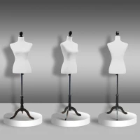 HOMCOM Manequim de Costura Feminino Manequim de Costura Ajustável a 130-168 cm com Tripé de Madeira Branco(m-7)