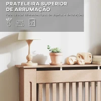 HOMCOM Cobertura Radiador Moderna de MDF com Prateleira Superior para Sala de Estar Dormitório Escritório 112x19x81cm Madeira(m-5)