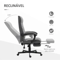 Vinsetto Cadeira de Escritório Giratória Reclinável com Altura Ajustável e Apoio para os Pés Retrátil 68x67x106-114 cm Cinza(m-5)