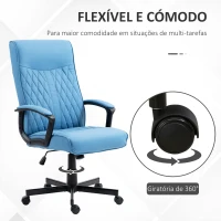 Vinsetto Cadeira de Escritório Giratória 360° com Encosto Alto Altura Ajustável e Função de Inclinação 65x65x102-112,5 cm Azul(m-6)