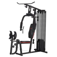 SPORTNOW Thuis Fitnessstation met 45 kg Gewichtsblokken, Lat Pulley, Borststation, Beinpresse voor Veelzijdige Training(m-1)