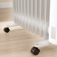 HOMCOM Aquecedor a Óleo Silencioso 2500W com Temperatura Ajustável 3 Ajustes de Aquecimento para 25 m² 29x49x62 cm Branco(m-8)