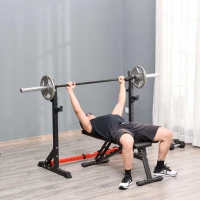 HOMCOM Barbell Rack, Width and Height Adjustable Dip Stand, Bench Press Rack for Home Gym Weight Lifting Fitness Workout, Max Load 150kg(m-10)