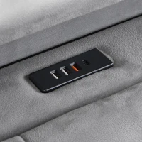 Upholstered Bed with LED Light Strip, 4 USB Ports, Lower Flap Door Storage, 204L x 96W x 107H cm, Grey(m-8)