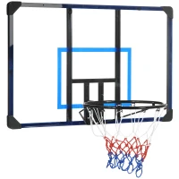 SPORTNOW Tabela de Basquetbol de Parede Cesta de Basquetebol para Exterior 113x61x73 cm Azul e Preto(m-10)
