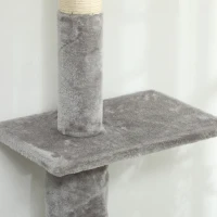 PawHut Arranhador para Gatos do Chão ao Teto 225-275 cm Torre para Gatos com Múltiplas Plataformas Sistema Anti-Tombo Cinza(m-9)