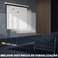 HOMCOM Tela de Projeção de 84 Polegadas Tela de Projetor Manual Formato 4:3 4K  Montagem na Parede ou Teto 181x8x138 cm Branco(m-6)