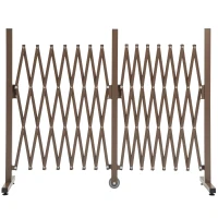 Outsunny Cerca de Jardim de Liga de Alumínio Vedação Metálica Extensível com Rodas para Decoração 405x31x103,5 cm Marrom Escuro(m-11)