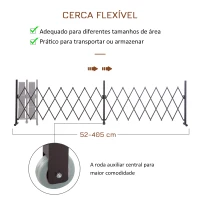 Outsunny Cerca de Jardim de Liga de Alumínio Vedação Metálica Extensível com Rodas para Decoração 405x31x103,5 cm Marrom Escuro(m-5)